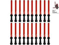 20 X OFFICIAL LEGO - JEDI STAR WARS LIGHTSABERS - BLACK / TRANS RED - FAST - NEW