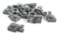 15 x LEGO 1 x 1 Plate w/ Horizontal Grip O Plate - Dark Bluish Grey - Part 61252