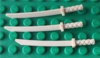 3 x LEGO Ninja Sword / Katana w/ Square Guard - Tan - Part 30173b - New