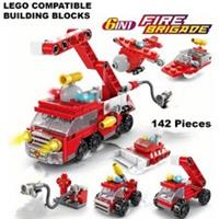 6-in-1 Fire Brigade Truck Building Blocks Set 142 Pcs - Creative Play Toys