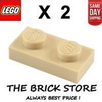 2 X LEGO 3023 - TAN - PLATE - SIZE 1 x 2 - BESTPRICE - FAST - NEW
