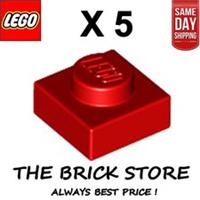 5 X LEGO 3024 - RED - PLATE - SIZE 1 x 1 - BESTPRICE - FAST - NEW