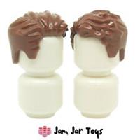 LEGO Mini Figure Hair 2 x NEW - Reddish Brown Hair Swept Left Tousled H94