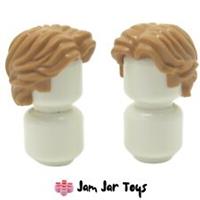 LEGO Minifigure Hair Short Wavy with Centre Part - Medium Nougat x2 NEW H124