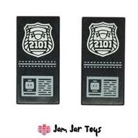 LEGO Police Badge; Silver with ID for Minifigures 2 x NEW Tiles 1 x 2 A22