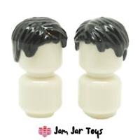 LEGO Mini Figure Hair 2 x NEW Black - Tousled With Side Parting H96
