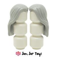 LEGO Minifigure Hair 2 x NEW Light Bluish Grey Hair Long Parted in Centre H90