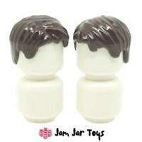 LEGO Mini Figure Hair Wig 2 x NEW Dark Brown - Tousled With Side Parting H101
