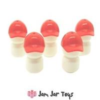LEGO Minifigure Red Caps - Short Curved Bill With Seams 5 x NEW HG7