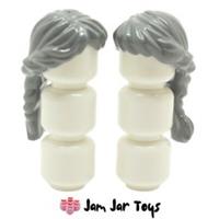LEGO Mini Figure Hair 2 x NEW Dark Bluish Grey Ponytail Long French Braided H35