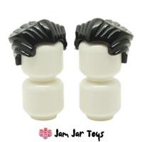 LEGO Mini Figure Hair 2 x NEW Black Hair Swept Back / Widow's Peak H38