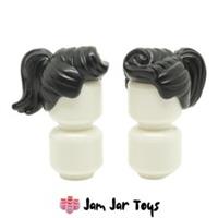LEGO Mini Figure Hair 2 x NEW Black Hair With Ponytail and Fringe H41