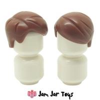 LEGO Minifigure Hair 2 x NEW Reddish Brown Short Smooth and Right Part H6