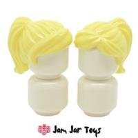 LEGO Mini Figure Hair 2 x NEW - Bright Yellow - Ponytail Swept Fringe H33