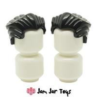 LEGO Mini Figure Hair 2 x NEW Black Hair Swept Back / Widow's Peak H38