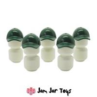 LEGO Caps Dark Green Short Curved Bill With Seams Minifigures 5 x NEW HG58