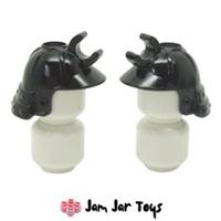 LEGO Samurai Helmets Ninja Ninjago Black With Neck Protector 2 x NEW HG67