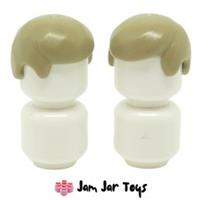 LEGO Mini Figure Hair Wig 2 x NEW - Dark Tan Smooth H102