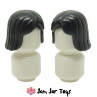 LEGO Mini Figure Hair Wig 2 x NEW Black With Centre Parting H7