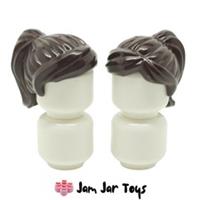 LEGO Mini Figure Hair 2 x NEW Dark Brown Ponytail and Swept Fringe H27