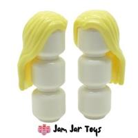 LEGO Minifigure Hair Bright Yellow Long Centre Part x2 NEW H118