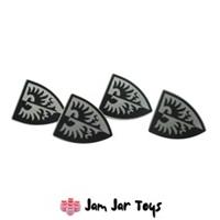 LEGO Black Falcon Knight Shields Triangular Black Border Castle x4 NEW W48