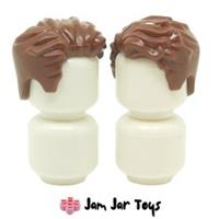 LEGO Minifigure Hair 2x Reddish Brown Tousled Swept Left NEW H94