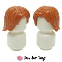 LEGO Minifigure Hair x2 - Dark Orange Mid-Length Tousled Centre Parting NEW H110