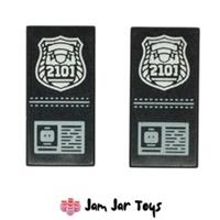 LEGO Police Badge Tiles x2 - Silver ID 1x2 Minifigure Accessories NEW A22