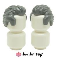 LEGO Minifigure Hair x2 - Dark Bluish Grey Short Sideburns Widows Peak H100