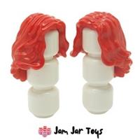 LEGO Minifigure Hair 2x NEW Red Mid-Length Wavy Side Parting Wig Pieces H130