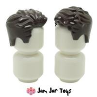LEGO Minifigure Hair 2x NEW Dark Brown Tousled Swept Left Pieces H109