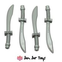LEGO Swords Sabres 4x NEW Curved Blade Silver Metallic Knights Weapon W23