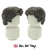 LEGO Minifigure Hair 2x NEW Dark Brown Wavy Centre Parting Wig Pieces H123
