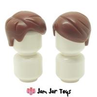 LEGO Minifigure Hair 2x NEW Reddish Brown Short Smooth Right Part Pieces H6
