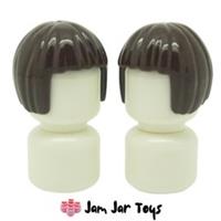 LEGO Minifigure Hair 2x Dark Brown Short Bob Cut Page NEW H69