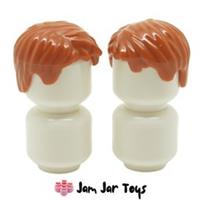 LEGO Minifigure Hair 2x NEW Dark Orange Tousled Side Parting Wig Pieces H37