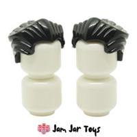 LEGO Minifigure Hair 2x NEW Black Swept Back Widows Peak Wig Pieces H38