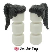LEGO Minifigure Hair 2x Black High Curly Ponytail NEW Wig Pieces H134