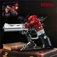 Technical Rose Revolver Gun MOC Mechanical Pistol Building Blocks, Creative