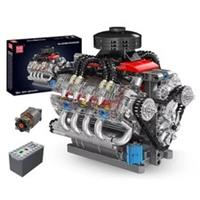 Mould King 10171 V8 Engine Motor Engineering Model Building Block Toy Collection
