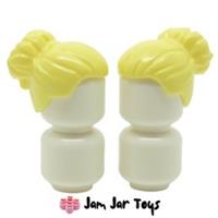LEGO Minifigure Hair 2x NEW Bright Light Yellow Large High Bun Wig Pieces H64