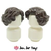 LEGO Minifigure Hair 2x Dark Brown Short Wavy Side Parting NEW H40
