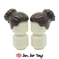 LEGO Minifigure Hair 2x Dark Brown Large High Bun NEW Wig Piece H68