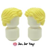 LEGO Minifigure Hair Short Wavy Centre Part Bright Light Yellow x2 NEW H122
