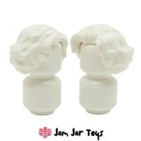 LEGO Minifigure Hair 2x NEW White Short Wavy Side Parting Wig Pieces H32