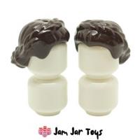 LEGO Minifigure Hair 2x NEW Dark Brown Short with Side Braid Wig Pieces H31