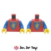 LEGO Knight Torsos 2x NEW Red Armour Gold Lion Blue Crest Castle Kingdoms T196