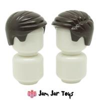 LEGO Minifigure Hair x2 - Dark Brown Smooth Combed Sideways NEW H106