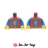 LEGO Knight Torso Red Armour Gold Lion Blue Crest x2 NEW Castle Kingdoms T176